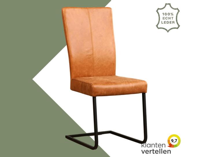 Leren eetkamerstoel Dare - Vintage Cognac (cognac) -, Huis en Inrichting, Stoelen, Bruin, Eén, Nieuw, Leer, Ophalen of Verzenden