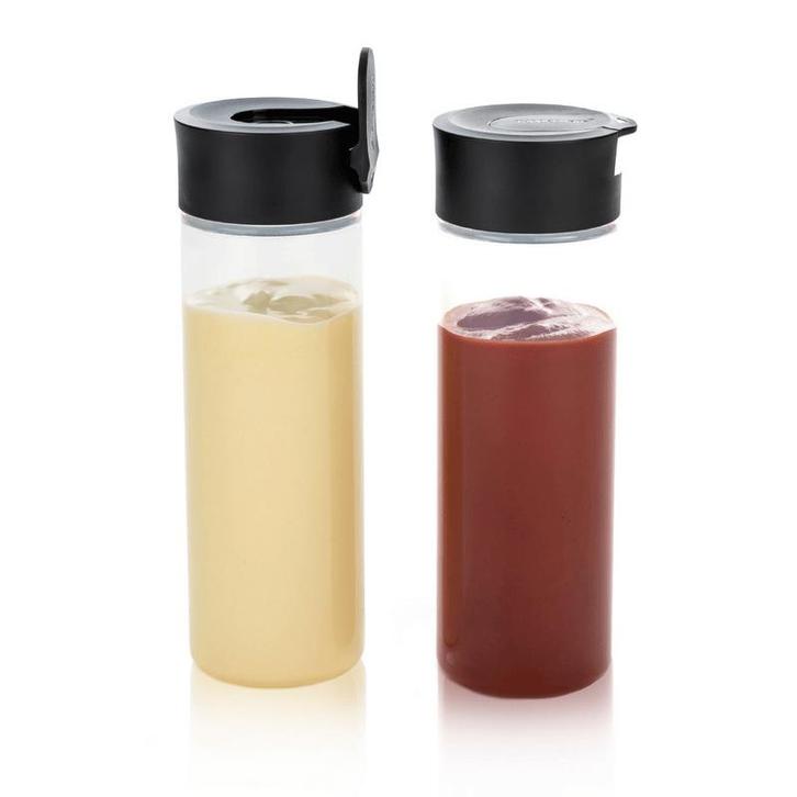 Tupperware 2 Knijpflessen 360 ml TransparantZwart, Huis en Inrichting, Keuken | Tupperware, Nieuw, Verzenden