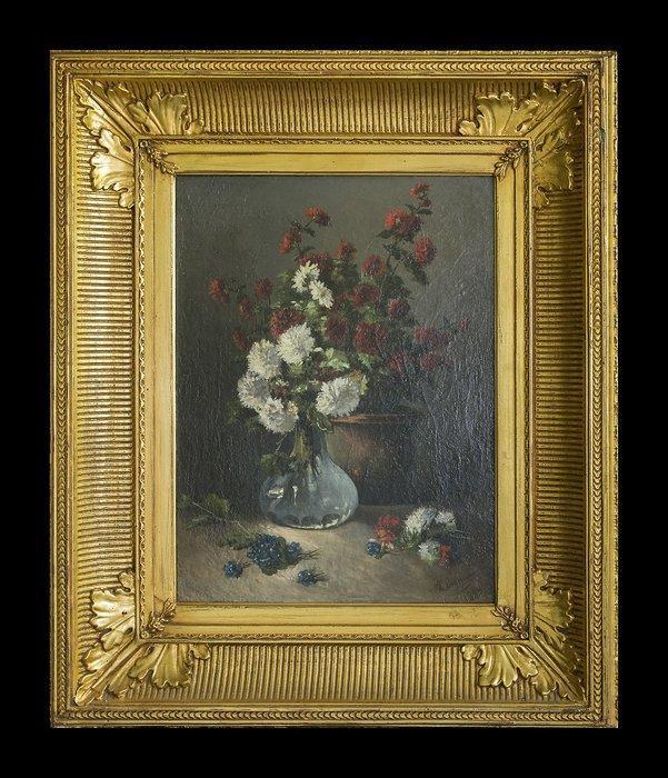 Honoré Eugène Lagneau (1833-1894) - Fleurs au vase, Antiek en Kunst, Kunst | Schilderijen | Klassiek
