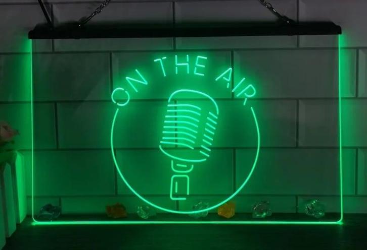 Studio microfoon neon bord lamp LED verlichting reclame lich, Huis en Inrichting, Lampen | Overige, Nieuw, Verzenden