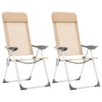 vidaXL Campingstoelen 2 st inklapbaar aluminium crèmewit, Caravans en Kamperen, Verzenden, Nieuw