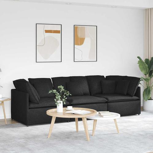 vidaXL Modulaire bank met kussens stof zwart, Huis en Inrichting, Zetels | Zetels, Nieuw, Verzenden