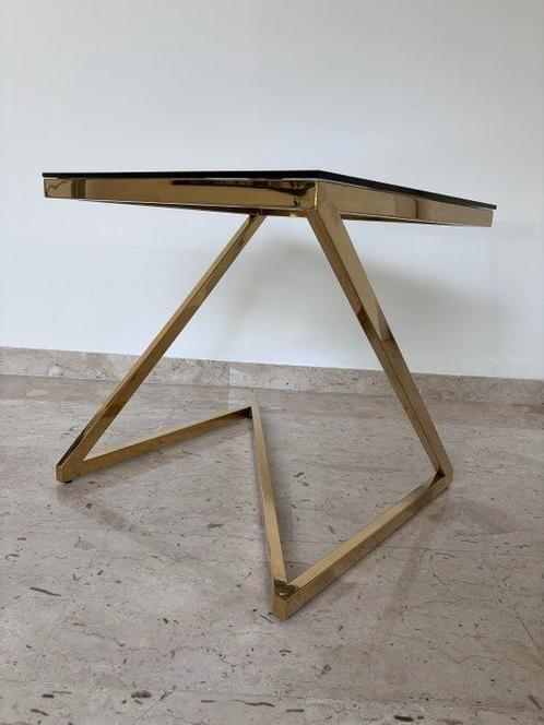 Bijzettafel - Glas, Goudstaal, Antiek en Kunst, Kunst | Designobjecten