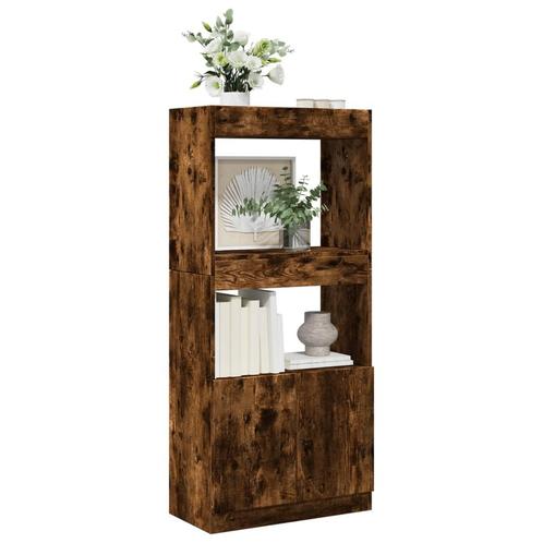 vidaXL Hoge kast 63x33x140 cm bewerkt hout gerookt, Huis en Inrichting, Kasten | Boekenkasten, Nieuw, Verzenden
