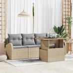 vidaXL 5-delige tuinset met kussens Beige Poly Rattan, Verzenden, Nieuw