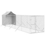 Hondenkennel met dak 2x10x2,5 m gegalvaniseerd staal zilver, Verzenden