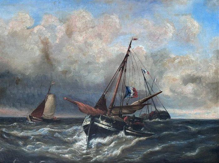 Nederlandse school (XIX) - Zeezicht 19e eeuw, Antiquités & Art, Art | Peinture | Classique