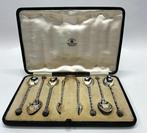 Boxed antique silver spoons and sugar tongs, London 1898, Antiquités & Art, Antiquités | Argent & Or