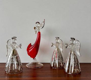 Kerstdecoratie (4) - Engeltjes - Glas - Venetiaans, eind 20e beschikbaar voor biedingen
