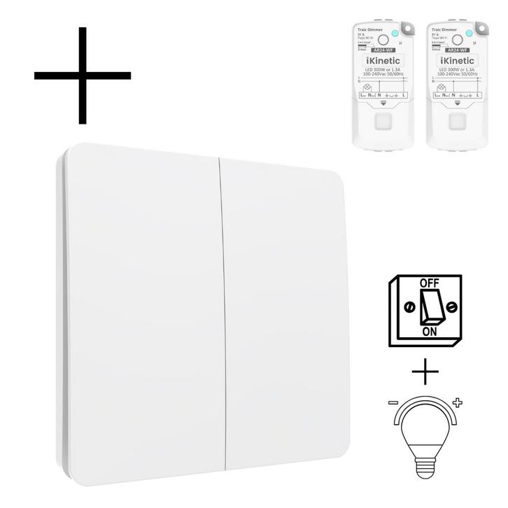 Slimme Draadloze Wandschakelaar | Wit | RF 433Mhz | 2 knoppe, Maison & Meubles, Accessoires pour la Maison | Autre, Envoi