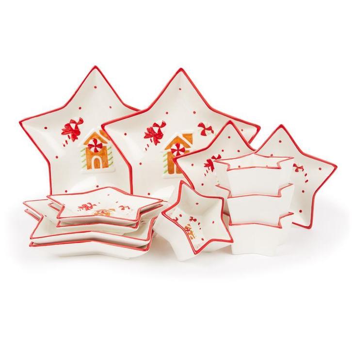 Service en dolomite dure - Noël - 12 pièces | 4 personnes, Diversen, Kerst, Verzenden