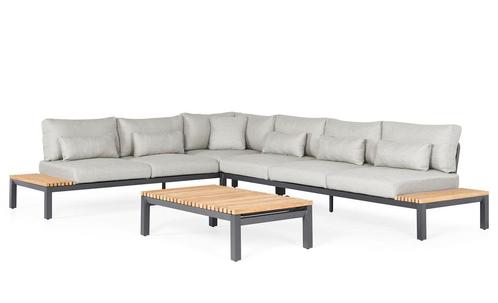 Suns Enzo hoekbank XL soft grey teak |, Tuin en Terras, Tuinsets en Loungesets