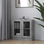 vidaXL Vitrinekast 82,5x30,5x80 cm bewerkt hout betongrijs, Huis en Inrichting, Kasten | Boekenkasten, Verzenden, Nieuw