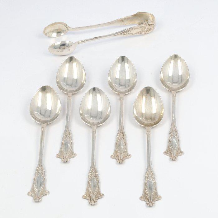 A.J. Bailey - Birmingham 1908 - Suikertang - Koffielepel (7), Antiek en Kunst, Antiek | Zilver en Goud