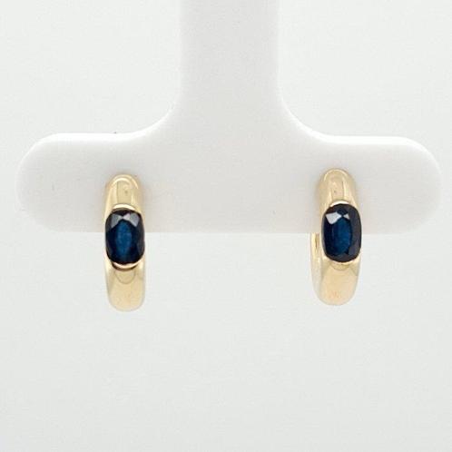 Oorbellen - 14 karaat Geel goud -  0.30ct. tw. Saffier, Handtassen en Accessoires, Oorbellen