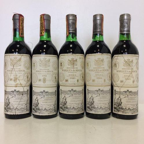 1981 , 1982, 1983, 1984 & 1985 Marqués de Riscal - Rioja - 5, Verzamelen, Wijnen