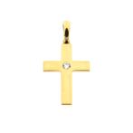 Gouden kruis met zirconia (kruis hanger, kettinghanger), Ophalen of Verzenden