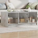 vidaXL Salontafel met glazen deuren 102x50x42 cm betongrijs, Huis en Inrichting, Verzenden, Nieuw
