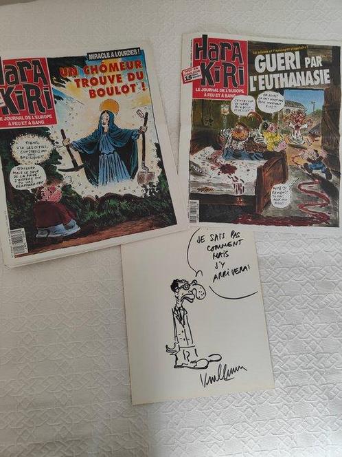 Vuillemin - 1 Dessin original dédicacé + 2x magazine, Boeken, Stripverhalen