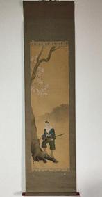 Cherry tree and samurai / Japanese Vintage Hanging Scroll, Antiek en Kunst