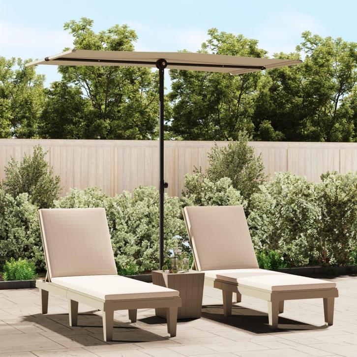 vidaXL Parasol met aluminium paal 180x110 cm taupe, Tuin en Terras, Parasols, Nieuw, Verzenden