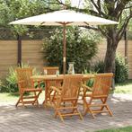 vidaXL Tuin Eettafel Set 5 pcs Bruin 160 x 80 x 75 cm, Tuin en Terras, Tuintafels, Verzenden, Nieuw