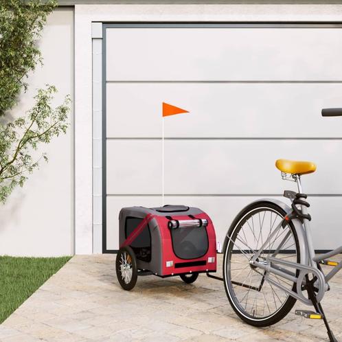 vidaXL Hondenfietstrailer oxford stof en ijzer rood en grijs, Dieren en Toebehoren, Overige Dieren-accessoires, Nieuw, Verzenden