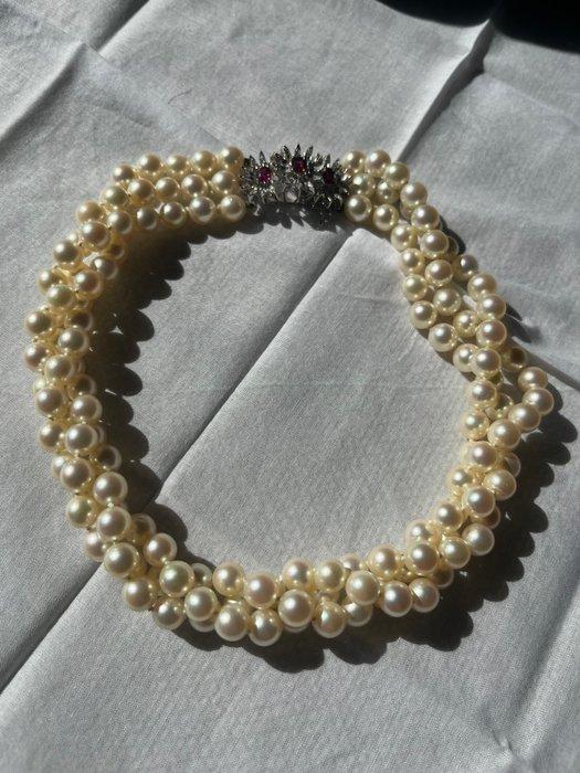 Halsketting - 18 karaat Witgoud Parel - Parel, Handtassen en Accessoires, Kettingen