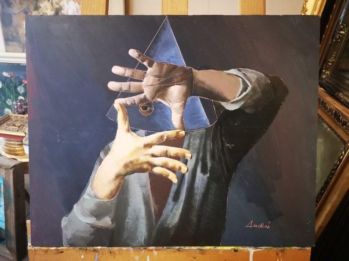 Andre Georges Keszy (1924-1997) - One-eyed oboective, Antiek en Kunst, Kunst | Schilderijen | Modern