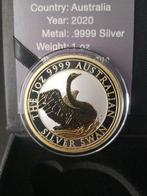 Australië. 1 Dollar 2020 Swan - 24k Gold Gilded Coin, 1 Oz