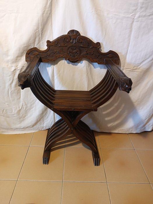 Stoel - Hout - Savonarola ambachtelijk, Antiek en Kunst, Curiosa en Brocante