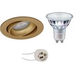 Dimbare Ronde LED Spot Set - Mat Gouden Kantelbare Inbouwspo, Verzenden, Nieuw
