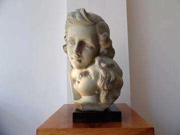 R.Aureli - Beeld, Moeder en Kind - 32 cm - Gips