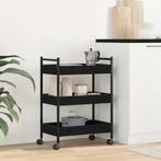 vidaXL Keuken Trolley Zwart eiken 50 x 30 x 70 cm Bewerkt, Verzenden, Nieuw