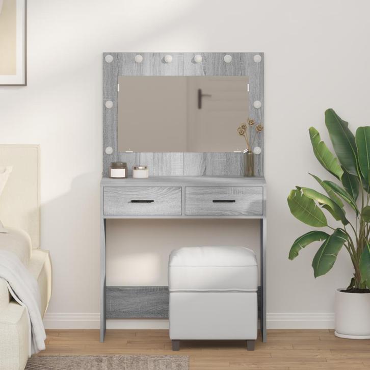vidaXL Kaptafel met lade Grijs sonoma 78.5 x 41 x 135 cm, Huis en Inrichting, Tafels | Kaptafels, Nieuw, Verzenden