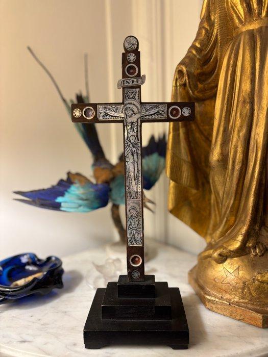 Crucifix - Olive - 1850-1900 - Croix reliquaire met relieken, Antiek en Kunst, Kunst | Niet-Westerse kunst