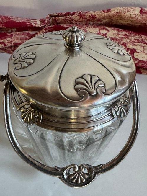 Christofle, Gallia - Pot à biscuits - Cristal, Plaqué(e), Antiek en Kunst, Antiek | Meubels | Tafels