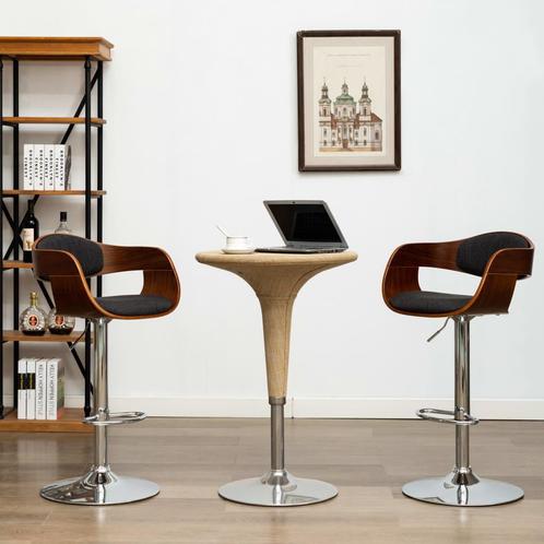 vidaXL Barstoelen 2 st gebogen hout en stof grijs, Huis en Inrichting, Barkrukken, Nieuw, Verzenden