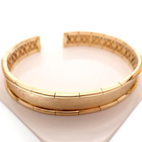 18 Krt. Gouden klemarmband | Ø 68 mm (Slavenarmband), Handtassen en Accessoires, Armbanden, Overige kleuren, Gebruikt, Goud, Ophalen of Verzenden