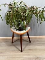 Plantentafel - Hout, Keramiek - Driehoekige bijzettafel -