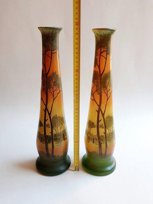 François-Théodore Legras - Vaas (2) - Paar vazen - Grote, Antiek en Kunst, Antiek | Glaswerk en Kristal