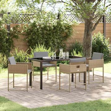 vidaXL Tuin Eettafel Set 5 pcs Beige poly rattan, Verzenden