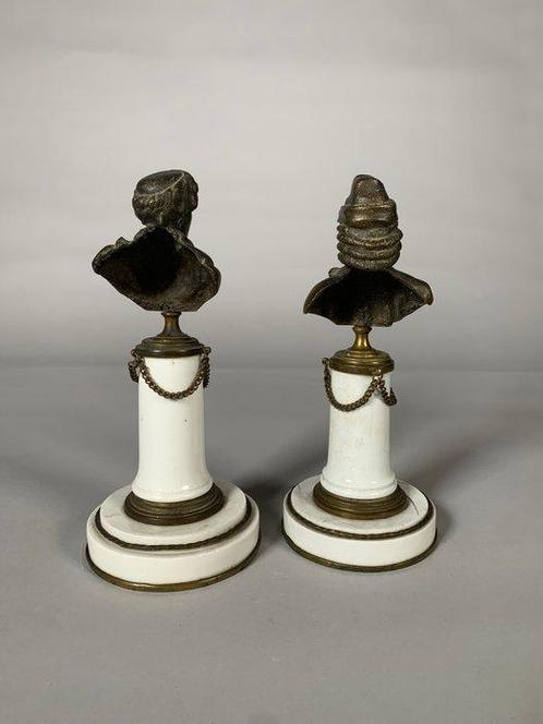 sculptuur, Voltaire et rousseau - 20 cm - Brons, Porselein, Antiek en Kunst, Antiek | Keramiek en Aardewerk