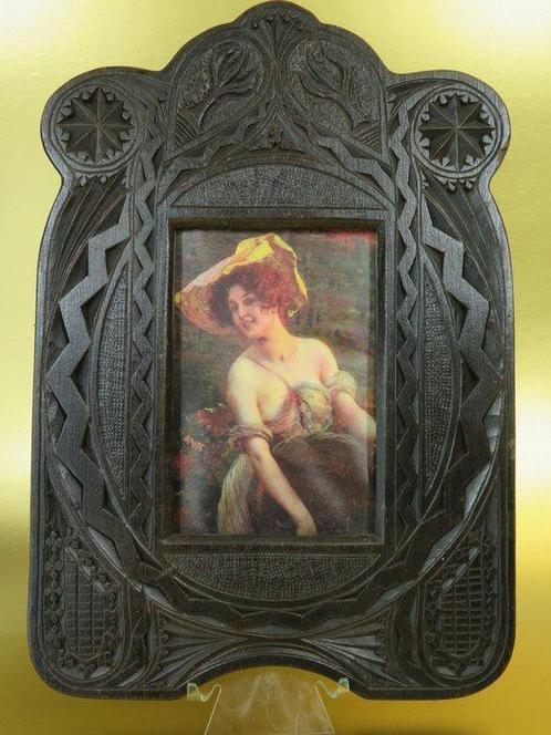 Arts & Crafts kerfsnede fotolijst - Cadre photo - Bois, Antiek en Kunst, Kunst | Designobjecten