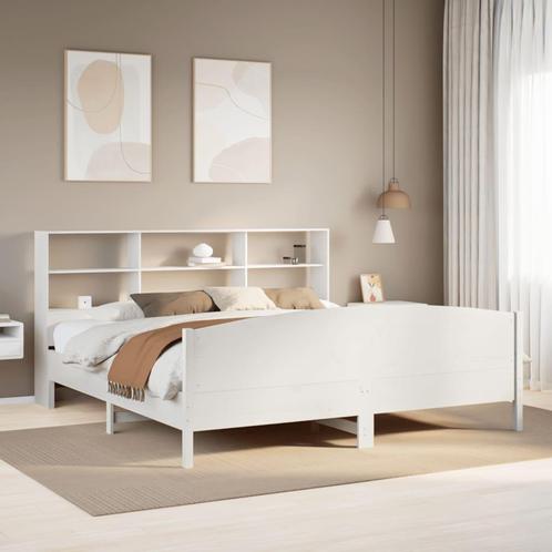 vidaXL Lit bibliothèque sans matelas blanc 200x200 cm, Maison & Meubles, Chambre à coucher | Lits, Neuf, Envoi