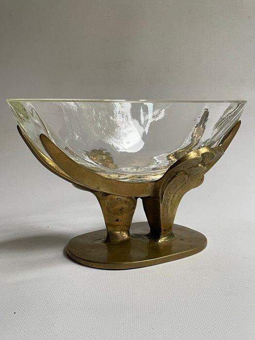 Schaal - Glas, Messing - Brutalist stijl, Antiek en Kunst, Curiosa en Brocante