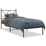 vidaXL Cadre de lit métal avec tête de lit noir 75x190, Verzenden