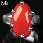 Sterling Zilveren Ring met Natuurlijke Sardijnse Rode Koraal, Nieuw