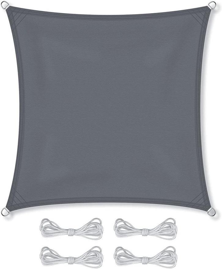 Schaduwdoek - tarp - zonnedoek - vierkant - 5x5 m - grijs, Tuin en Terras, Schaduwdoeken, Nieuw, Ophalen of Verzenden