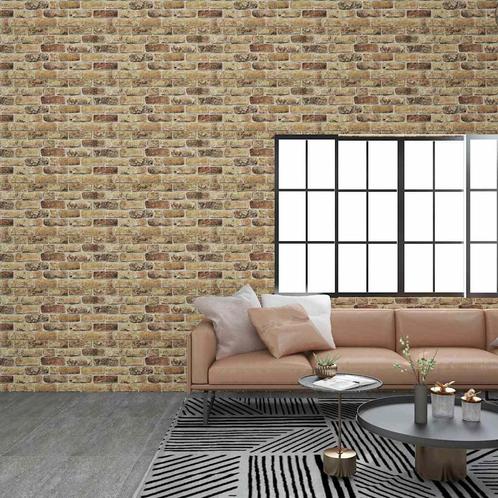 vidaXL Wandpanelen 10 st 3D donkerzand baksteen EPS, Doe-het-zelf en Bouw, Platen en Panelen, Nieuw, Verzenden